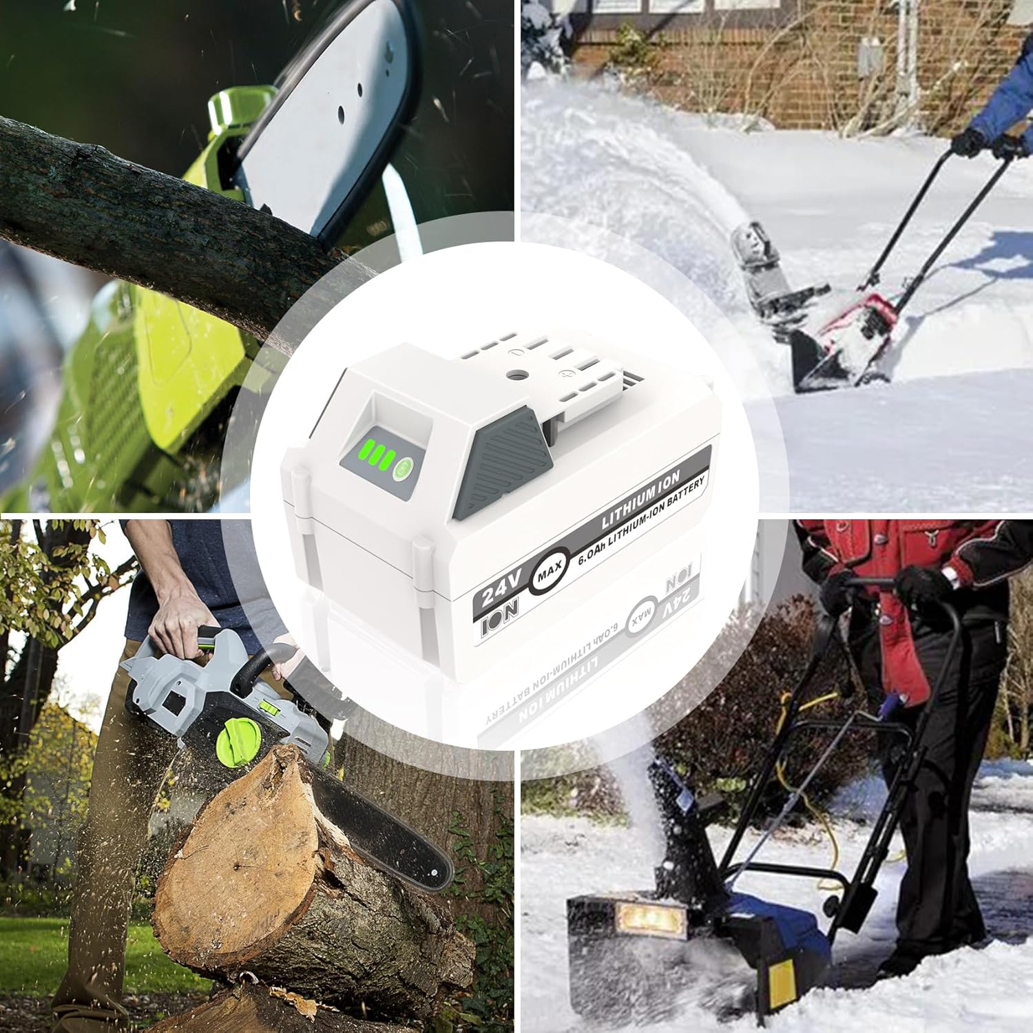 KUNLUN 2Pack 6.0Ah 24V Lithium Ion Battery for Snow Joe & Sun Joe iON+ 24-Volt Battery System 24VBAT-XR 24VBAT-LTX 24VBAT-LTW 24VBAT-LTE 24VBAT 24V-X2-SB18 24-Volt Cordless Power Tools