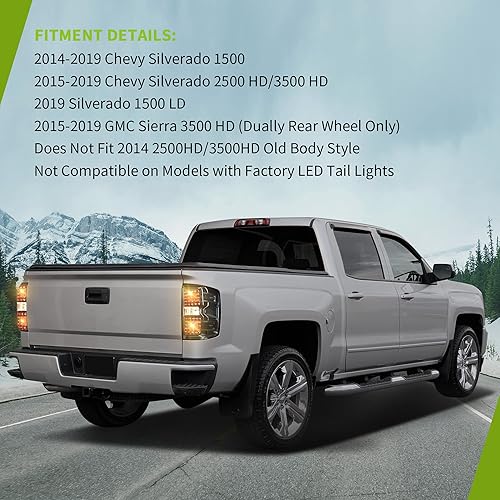 Miniatura 6 de AUTOSAVER88 Conjunto de luz trasera LED compatible con Chevy Silverado 1500 2014-2019, 2015-2019 2500 HD3500 HD, 2019 1500 LD, 2015-2019 GMC Sierra