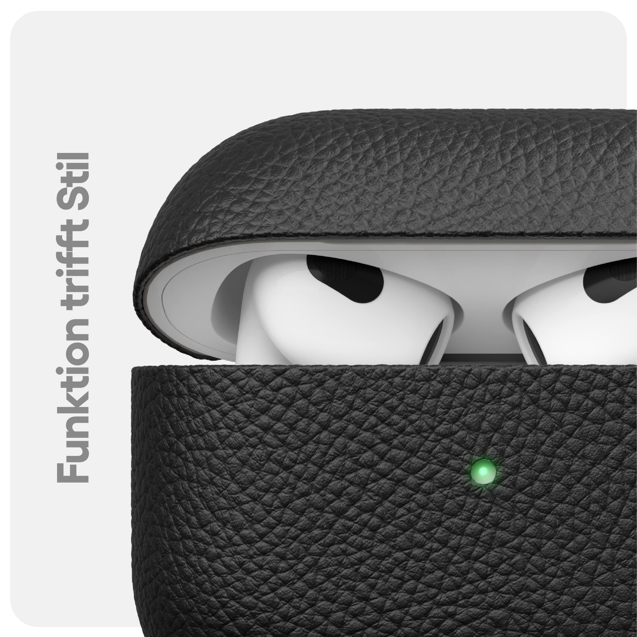 KeyBudz Artisan skórzane etui ochronne do Apple AirPods 3 Case, etui, skórzane etui z prawdziwej skóry, akcesoria do słuchawek, czarne