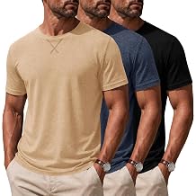 Poriff Mens Casual T-Shirts 1-3 Pack Short Sleeve Crew Neck T Shirt Summer Plain Basic Tees
