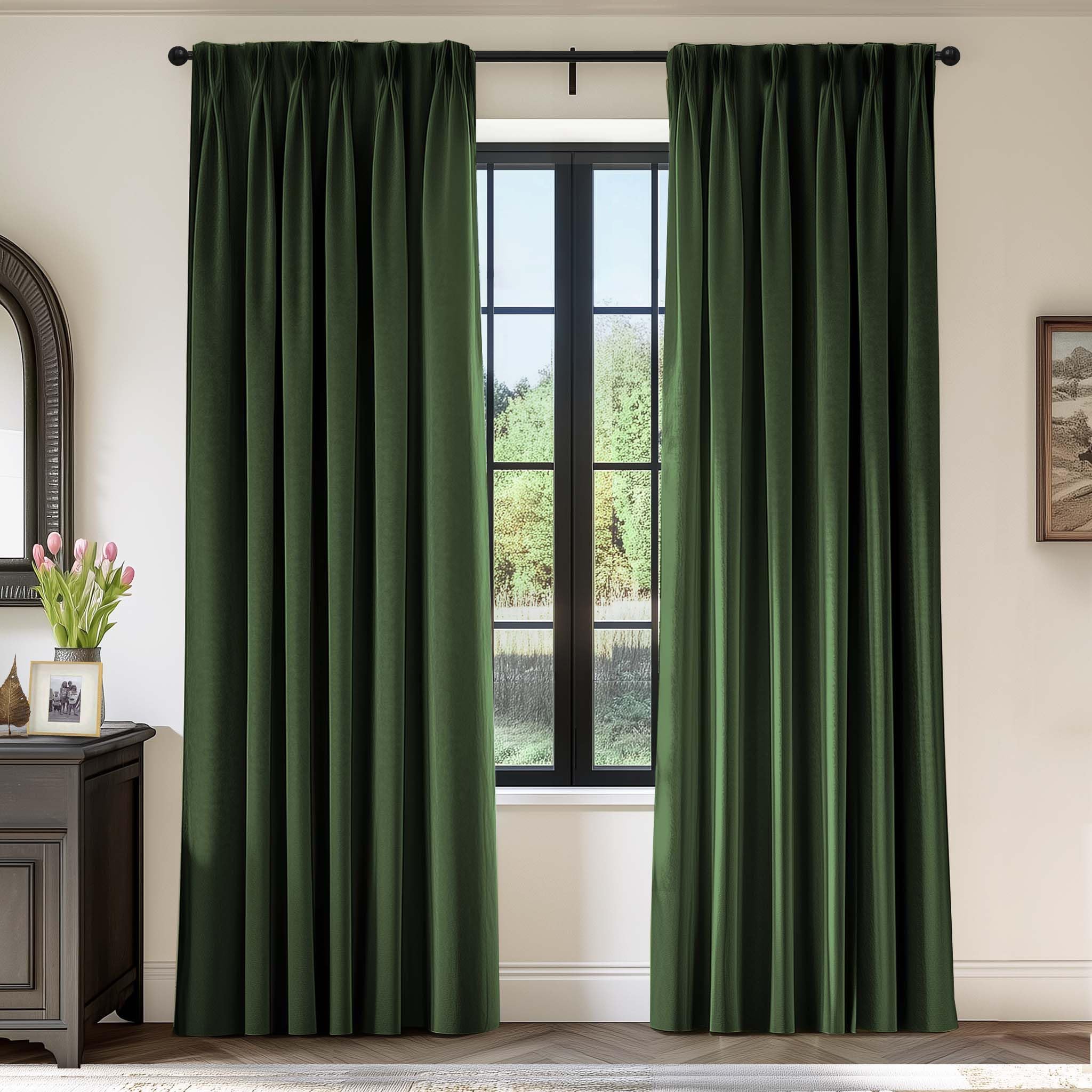 Amazon.com: Lazzzy Green Velvet Curtains 84 Inch Long Blackout