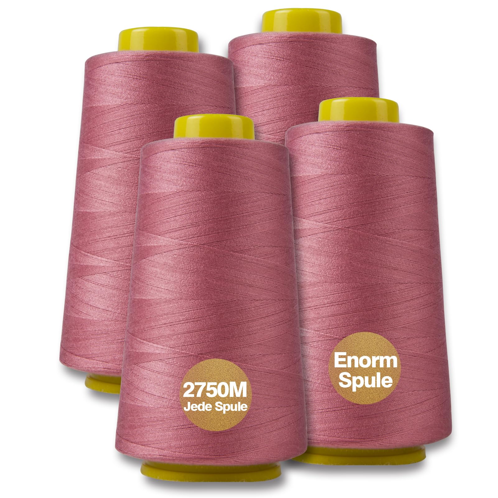 Serger Thread, All-Purpose Thread for Sewing Polyester, 4 Cones of 3000 Yards Each Spool for Sewing Machine (Red Rubber)