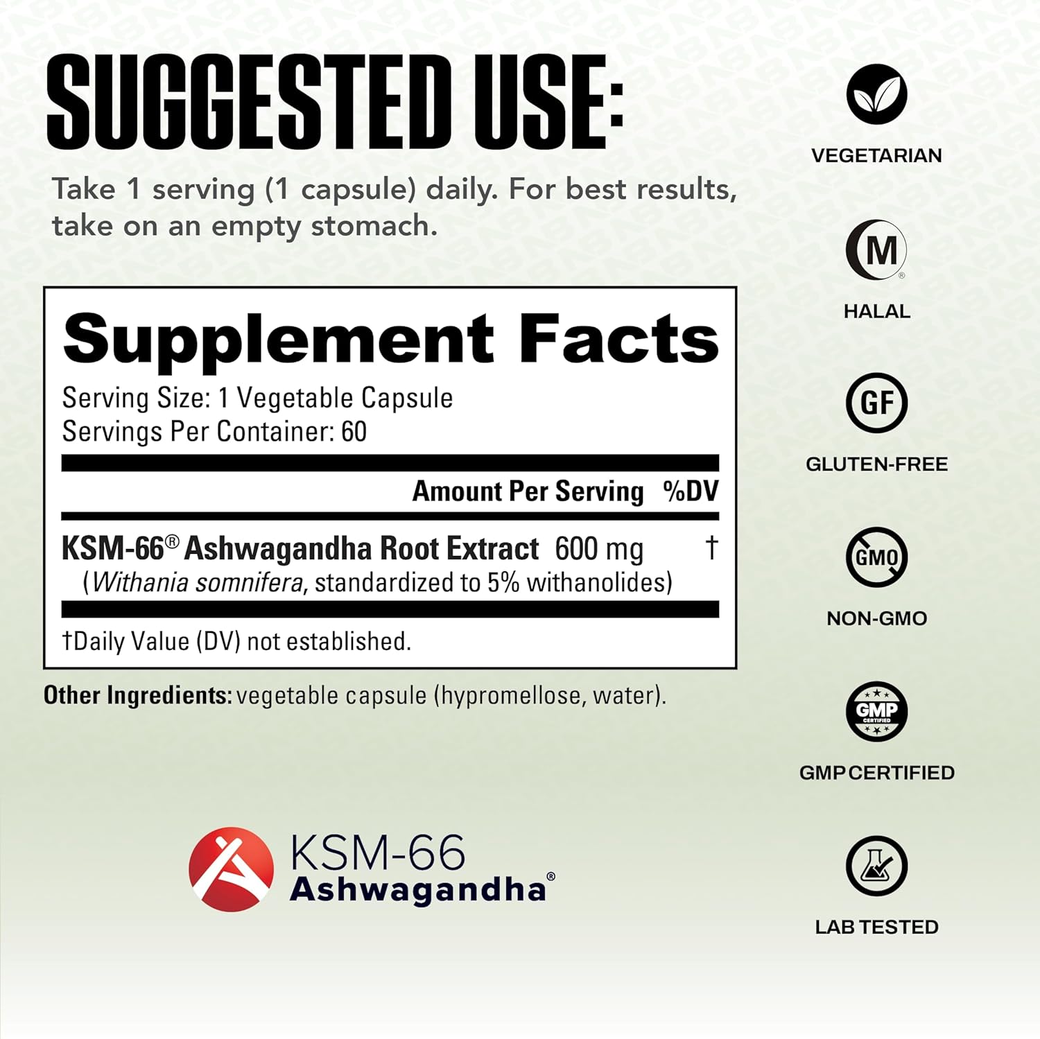 NutraBio Ashwagandha KSM-66 | Ashwagandha Herbal Supplement for Stress, Mood, & Performance | 600 MG of Clinically Studied KSM66 60 Capsules - Image 3