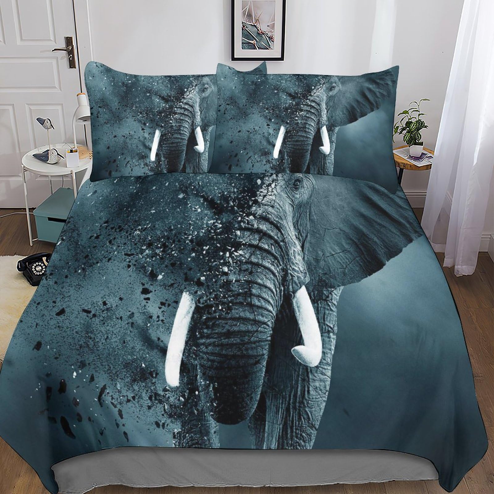 Ensemble de literie éléphants 3D, le cadeau parfait pour les passionnés de nature sauvage