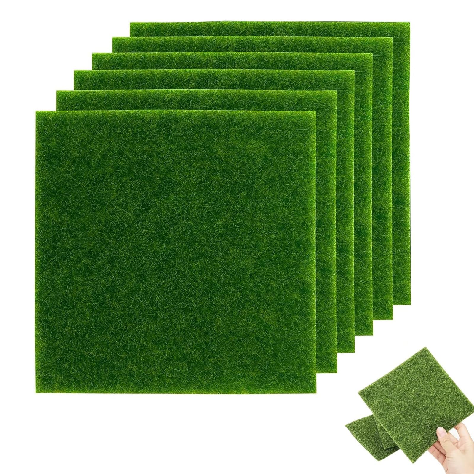 KSVFTB 6 Pcs Fake Grass, 15cm x 15cm Artificial Grass