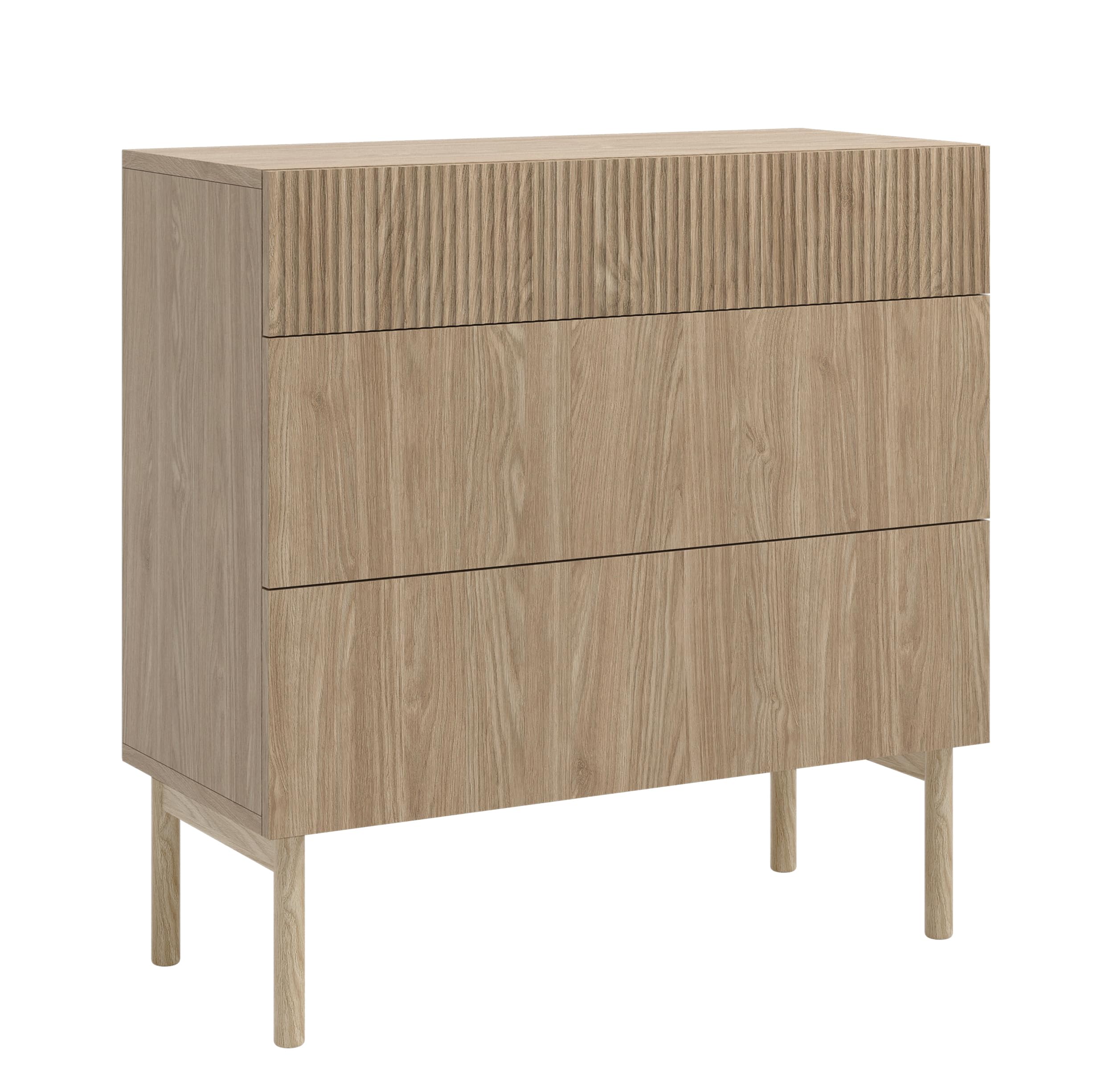 Selsey Kommode Aufbewahrungsschrank – 3 Schubladen, Push-to-Open, 90 cm, Eiche Geölt