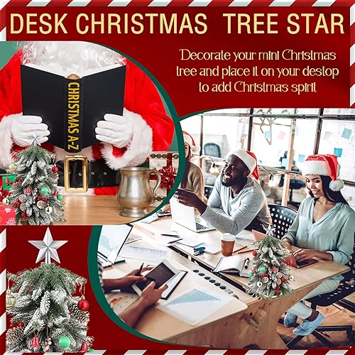 Miniatura 4 de Mini adorno de árbol de Navidad con purpurina de 236 pulgadas mini estrella de Navidad para árbol de Navidad decoración del hogar plata plateada