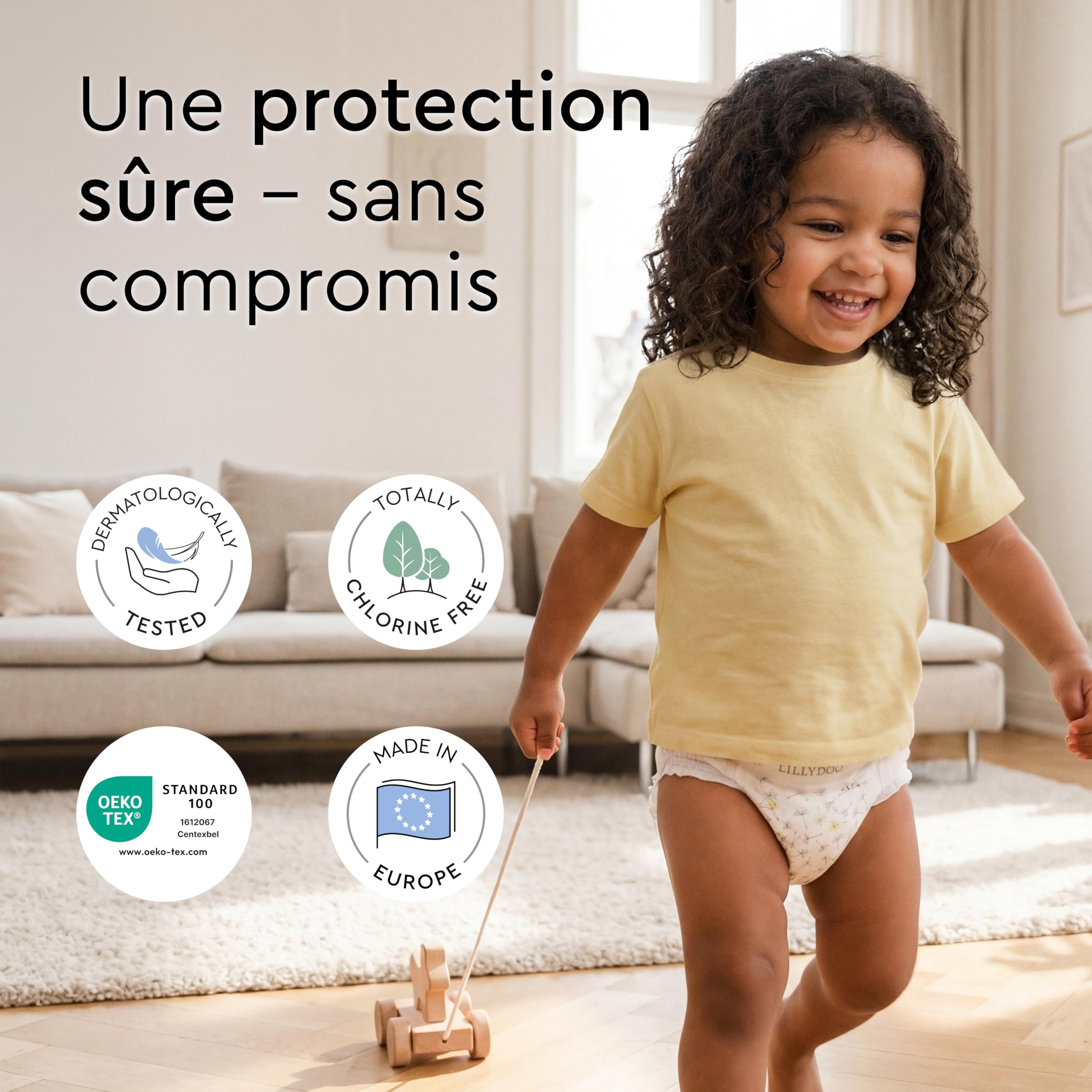 LILLYDOO - Couches-culottes Bébé, Taille 8 (17+ kg), 15 pièces, Ultra-Douces et Anti-fuites, sans Parfum et Lotion pour les peaux sensibles, Testées dermatologiquement