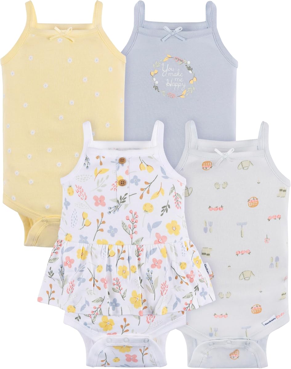 Body Gerber Baby Girls Multi-Pack sin mangas Onesies