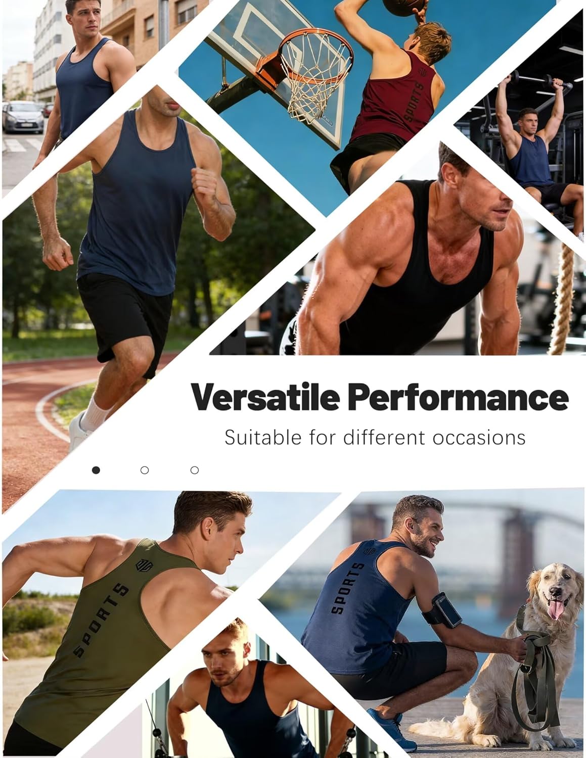 6 Pack Men's Tank Tops Quick Dry Sleeveless Gym Shirts Mesh Y-Back Athletic Vest Muscle Shirts for Workout