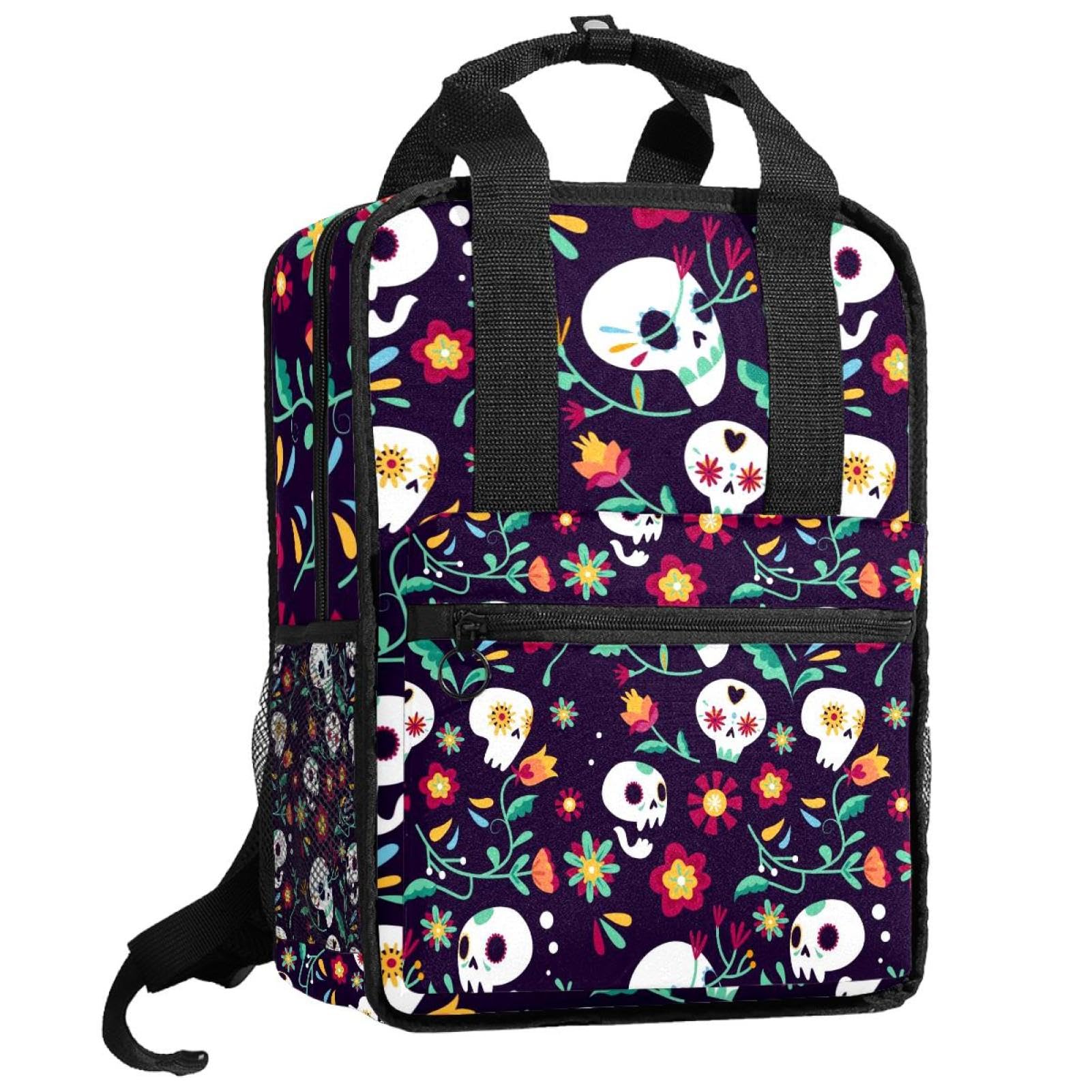 Sac à dos pour garçons motif têtes de mort multicolore ajustable - 8