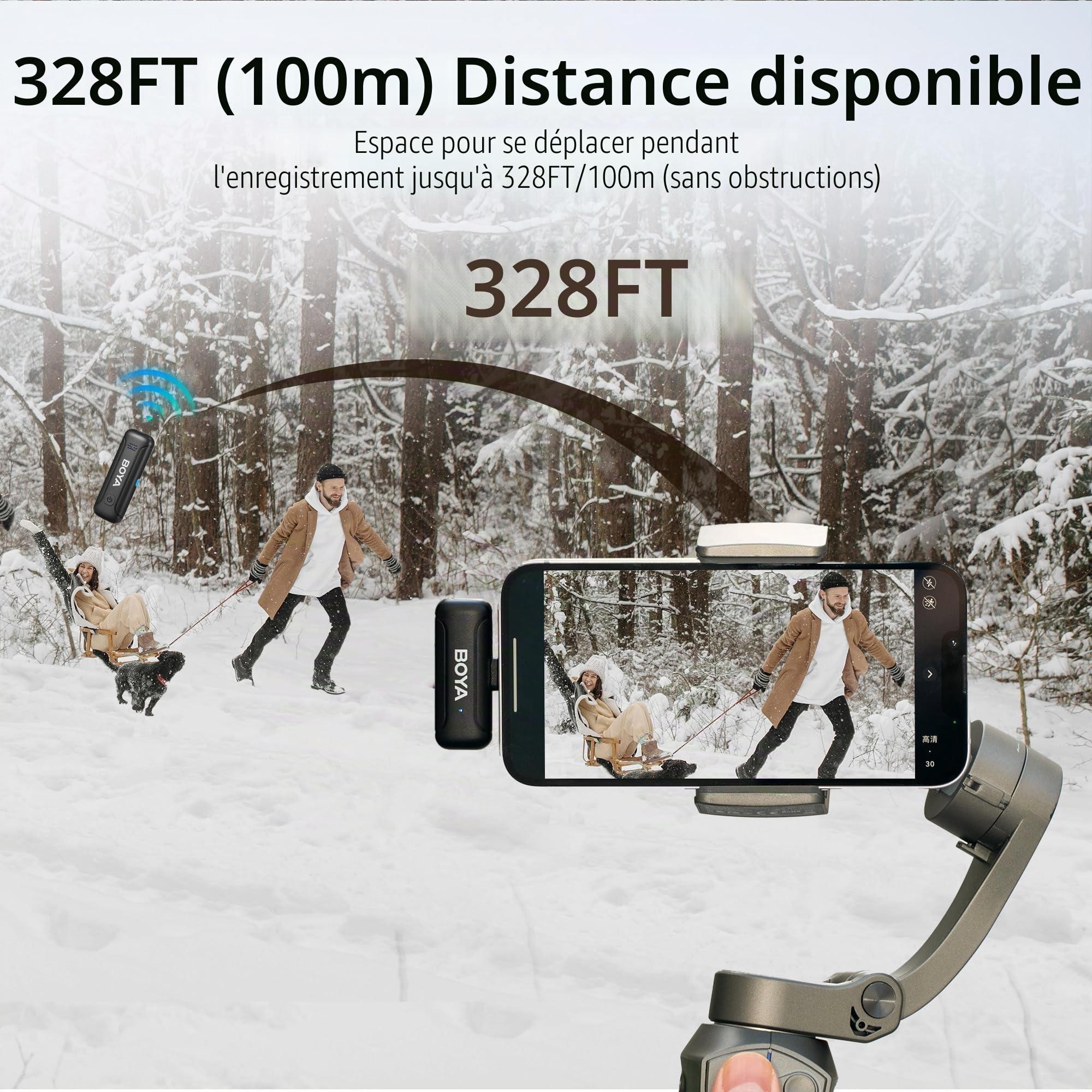 BOYA Micro Cravate sans Fil, Microphone pour Enregistrement VidéO avec RéDuction du Bruit Et Transmission 100 Fur iOS Lightning Devices,BYWM3T-D2