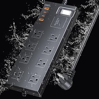 Surge Protector Power Strip Waterproof, Outdoor Extension Cord Multiple Outlets with USB A + C Fast Charging, Waterproof Electrical Box Electrical Outlet Box Extender Power Strip 6ft 10ft 15ft 20ft