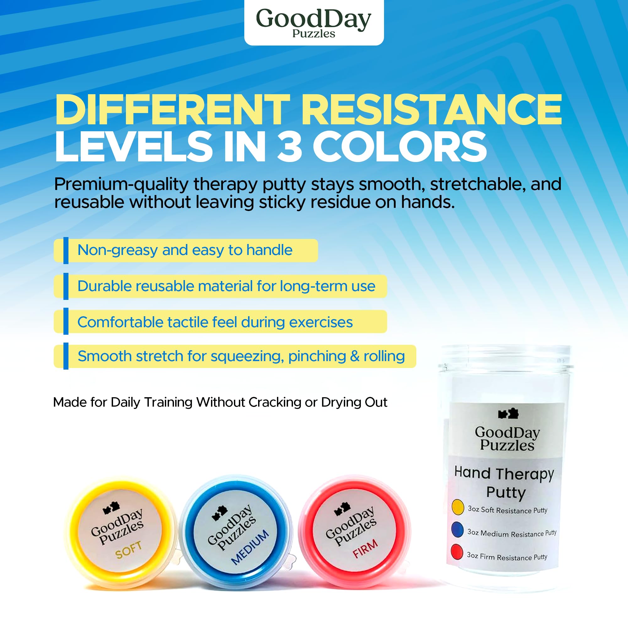 Hand Therapy Putty 3 Piece Set - Stress Relief Putty — Amazon image 5