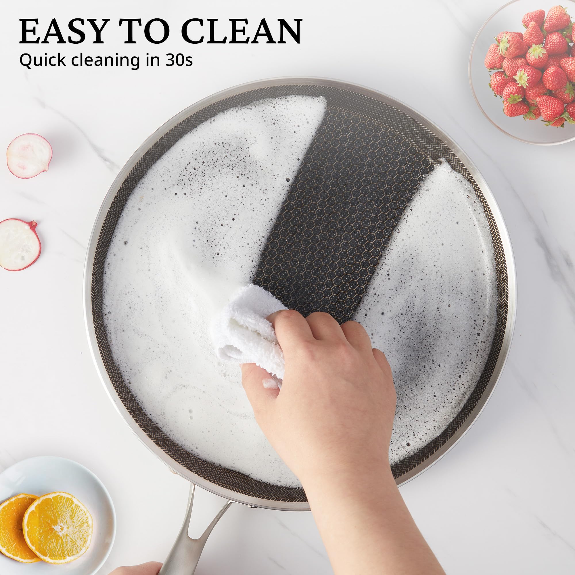 KOKHUB Dosa Tawa - Padella per crepe in acciaio inox, 28 cm, antiaderente, per piano cottura a induzione, elettrico e a gas, padella piatta, padella Chapati, Roti Tawa, colore: nero