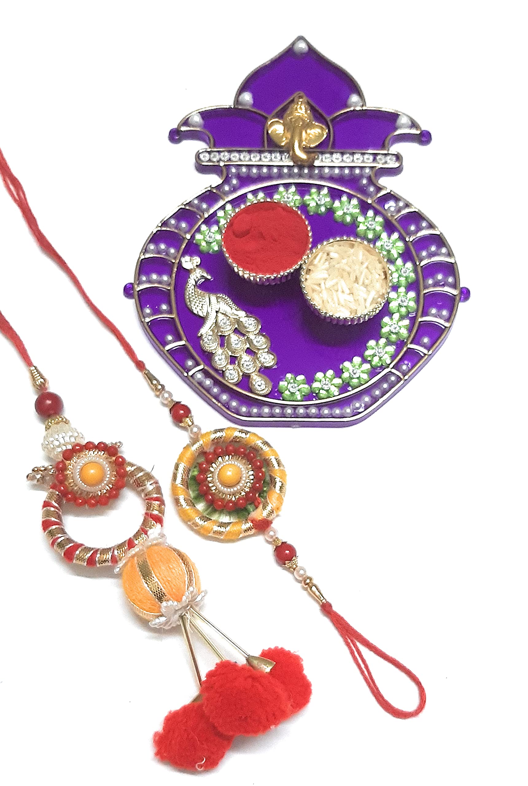 PRAHLL Designer Bhaiya Bhabhi Rakhi/Couple Rakhi/Pair Rakhi/Flower Rakhi for Rakshabandhan Mini Puja Rakhi Thali/Tilak (Orange 18 PURPLE) (B095M1YCTY) Amazon Price History, Amazon Price Tracker