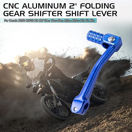 Miniatura 5 de CNC Palanca de cambio de marchas plegable de 2 pulgadas de aluminio para Honda XR50 CRF50 XR CRF 50cc 70cc 90cc 110cc 125cc Dirt Pit Bike (Azul)