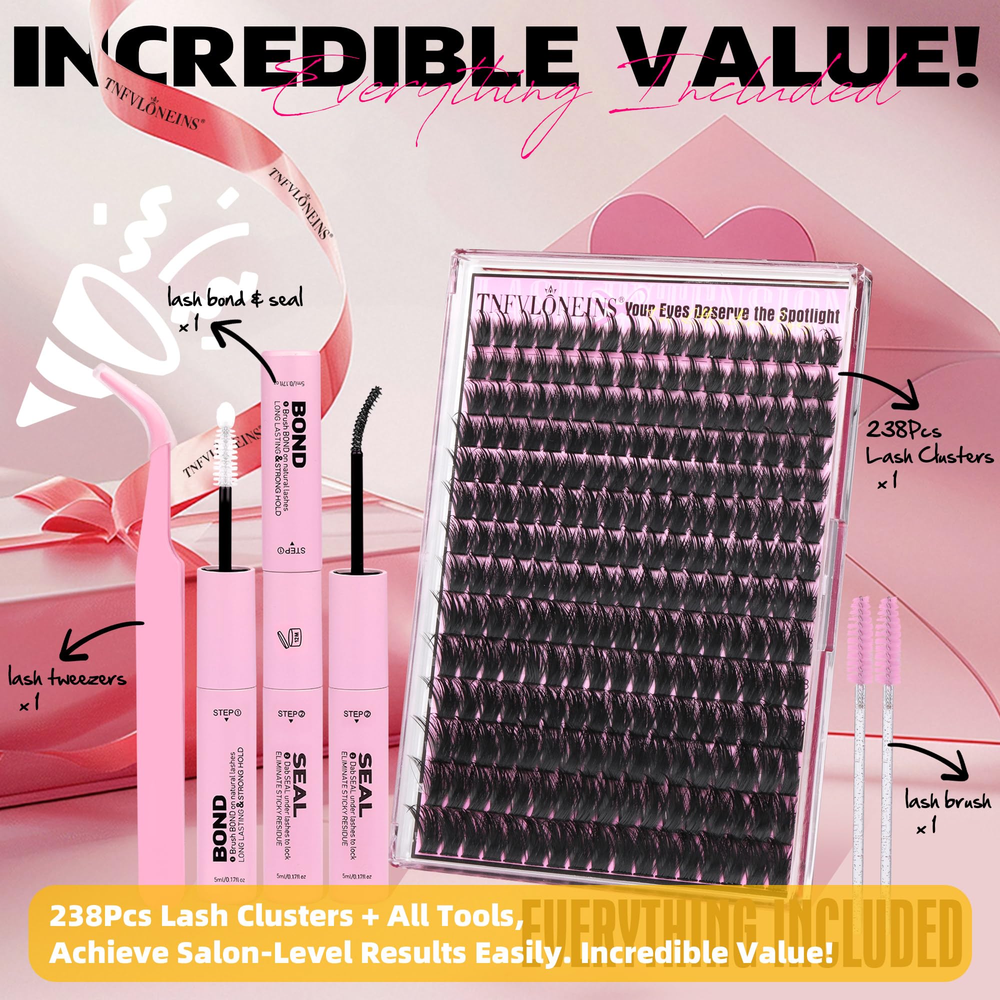 Amazon.com: TNFVLONEINS Manga Lash Clusters Kit with Spikes Wispy