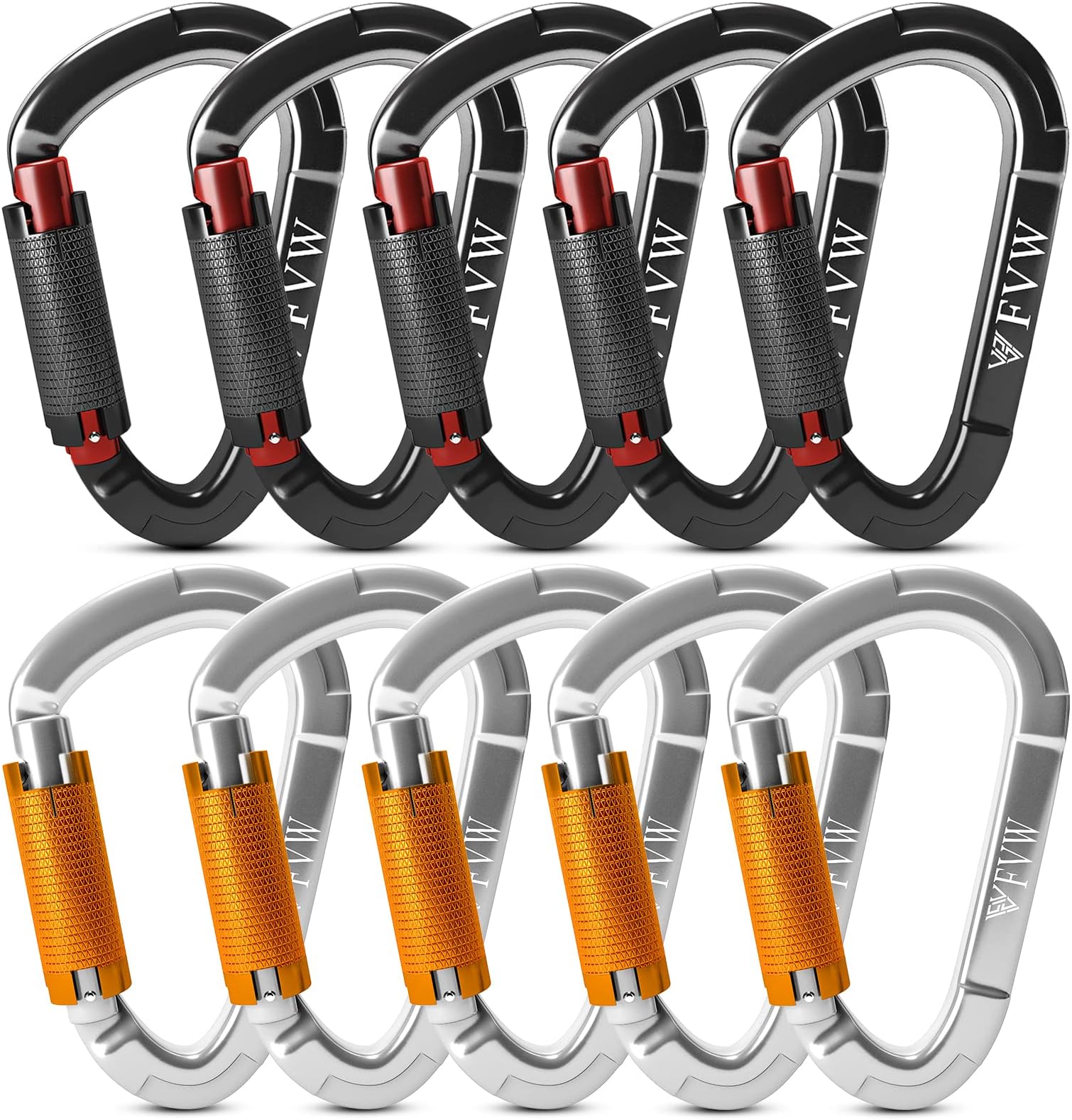 Auto Locking Rock Climbing Carabiner Clips, UIAA Certified Professional 25KN (5620 lbs) Heavy Duty Caribeaners for Rappelling Swing Rescue & Gym etc,Large Carabiners,D-Shaped