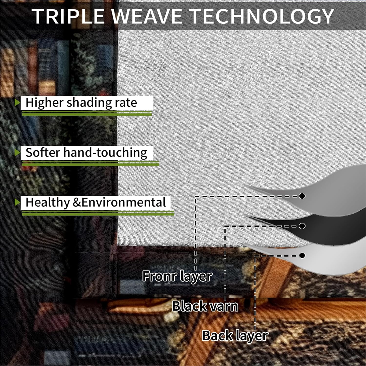 Farmhouse Bookshelf Blackout Curtains for Bedroom, Old Bookshelf Curtains Set 2 Panel Curtains 63 Inch Length, Grommet Window Drapes for Living Room, 63 x 63 Inch