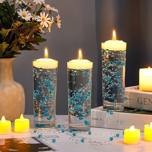Miniatura 59 de Tondiamo 24 piezas de perlas artificiales para velas flotantes, perlas de imitación, guirnalda de decoración para jarrones, decoración de bodas