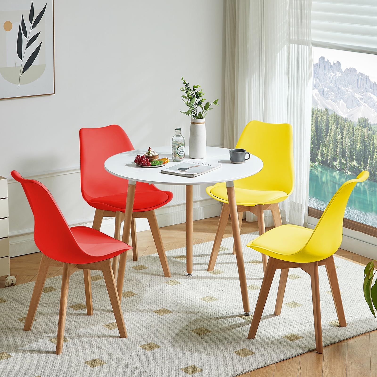 DORAFAIR Esstisch Weiß Rund Küchentisch Modern,Weiß Skandinavisch Esszimmertisch, Beine Natur,80 * 80 * 75cm