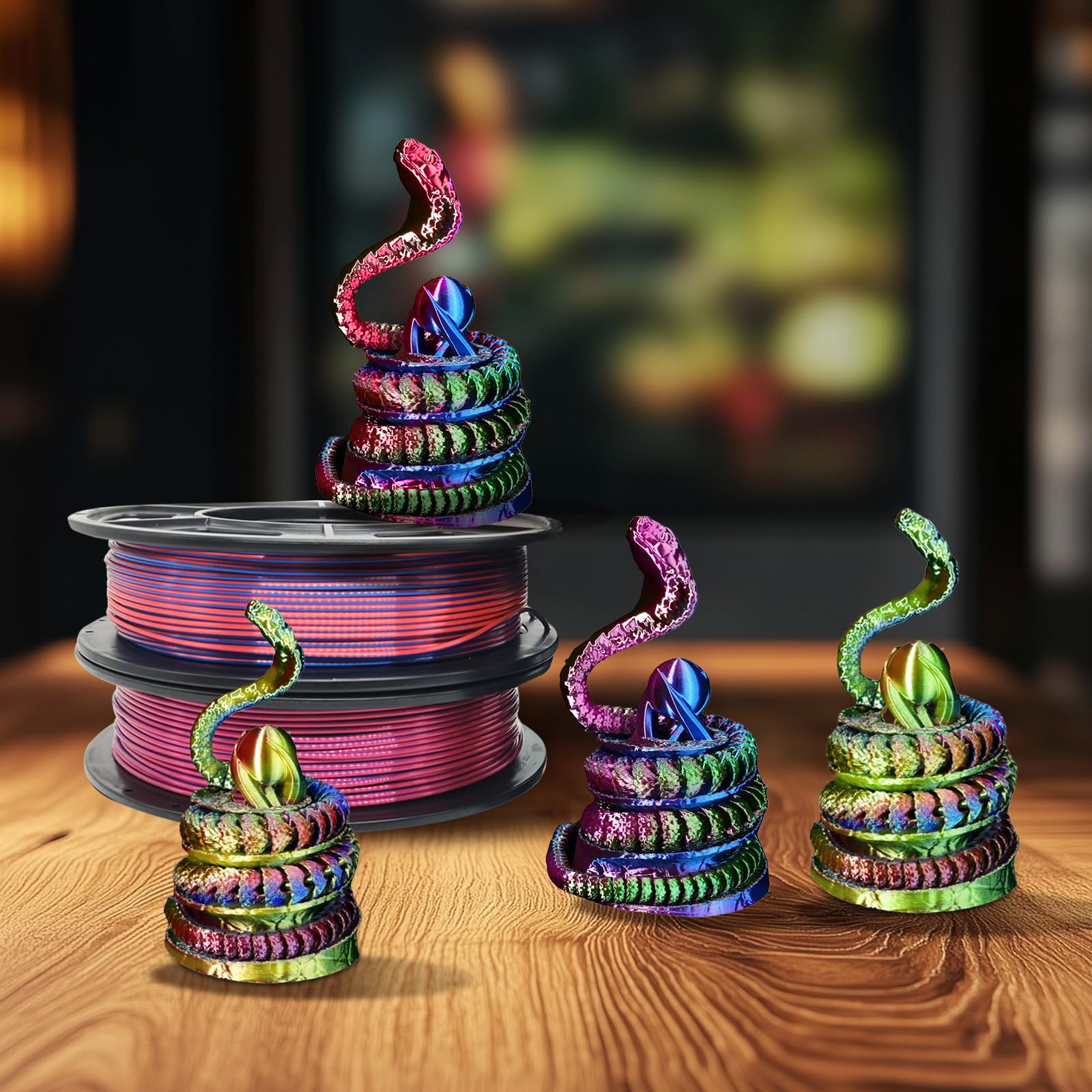 YOUSU Trójkolorowy filament PLA 1,75 mm, jedwabny filament do drukarki 3D, 4 x 250 g, wielokolorowy zestaw szpul (4 sztuki)