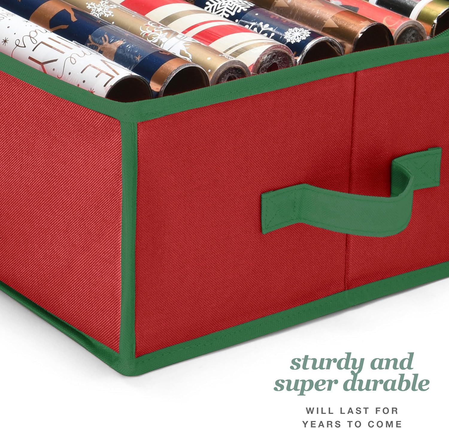 Premium-Geschenkpapier-Organizer, Weihnachts-Geschenkpapier-Aufbewahrungstasche mit nützlichen Taschen für Weihnachtszubehör, passend für bis zu 24 Rollen, Aufbewahrungsbox mit großer Kapazität, 1