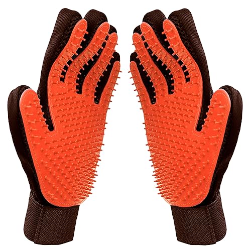 Miniatura 1 de Raw Paws Guantes de aseo, 2 unidades – Guantes para mascotas de punta suave para perros, gatos y caballos – Solución de deshedding y aseo
