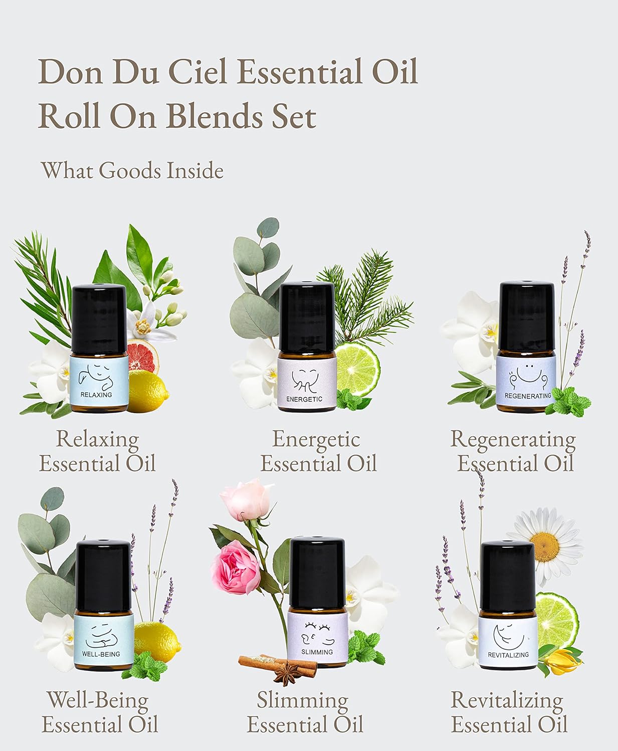 Essential Oil Roll On Blend, Orchid Oil Gift Set, Well-Being, Body Care, Massage, Relaxing, 6 Pack, 0.07oz (White-Small, Orchid) - Image 2