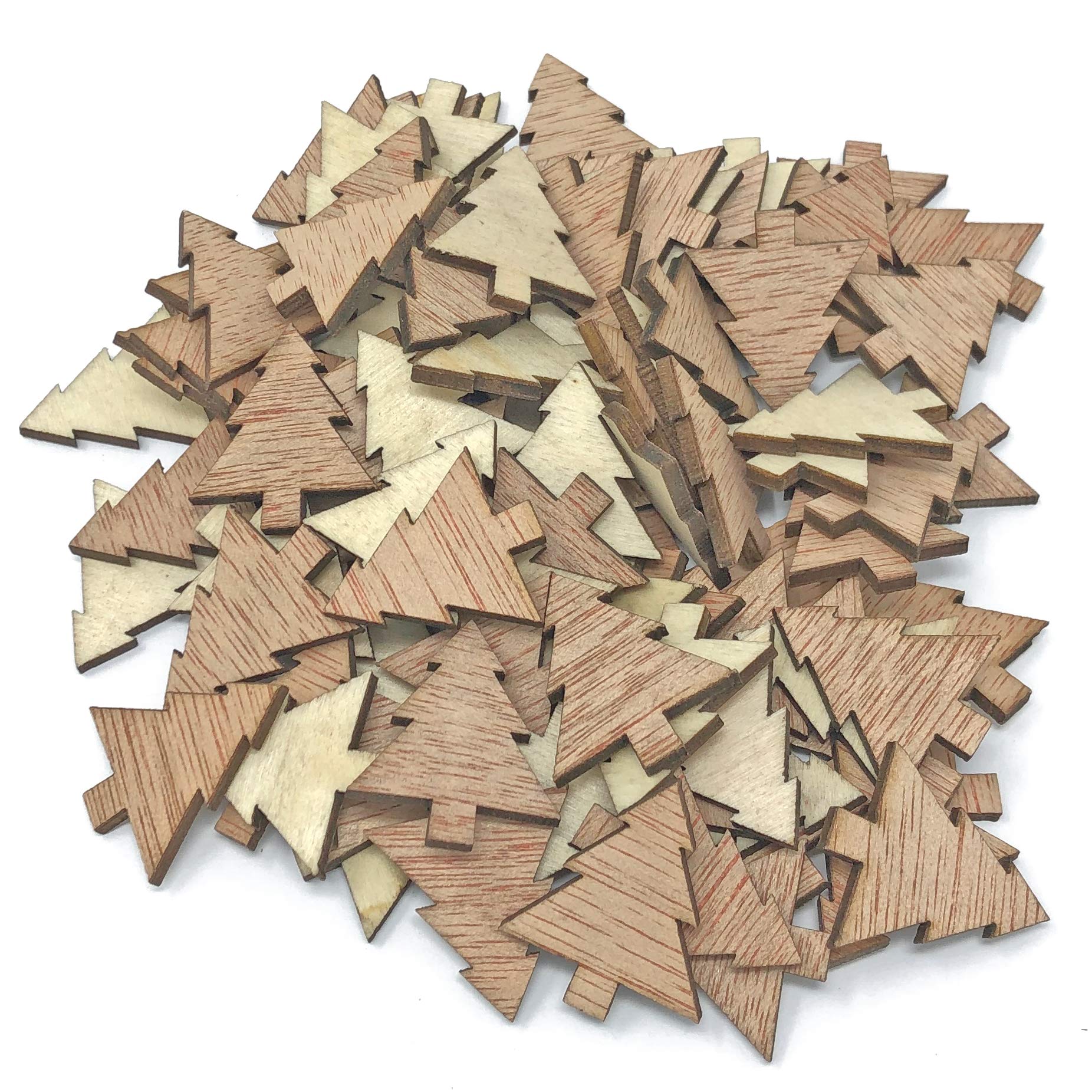 25mm Wooden Xmas Trees Shabby Chic Craft Scrapbook Vintage Confetti Christmas Trees (100)