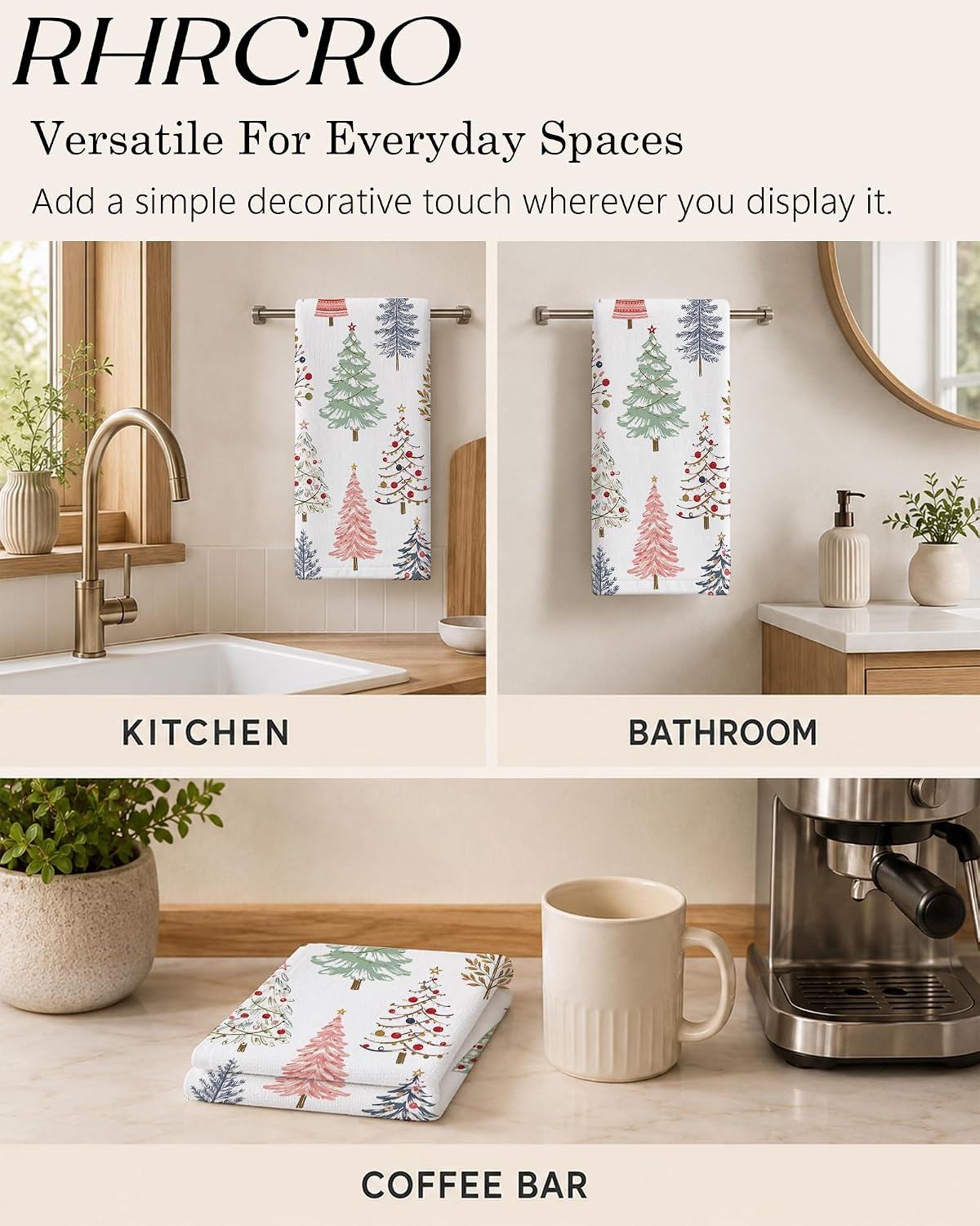 Christmas Tree Hand Towels for Bathroom Kitchen 16x24in image 4