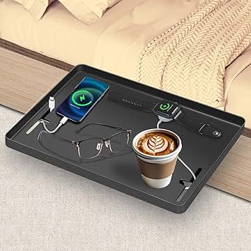 Bedside Shelf for Bunk & Loft Beds,College Dorm Room and Kids Room Essentials,Bed Side Table Tray Organizer,Clip On Nightstand,Black