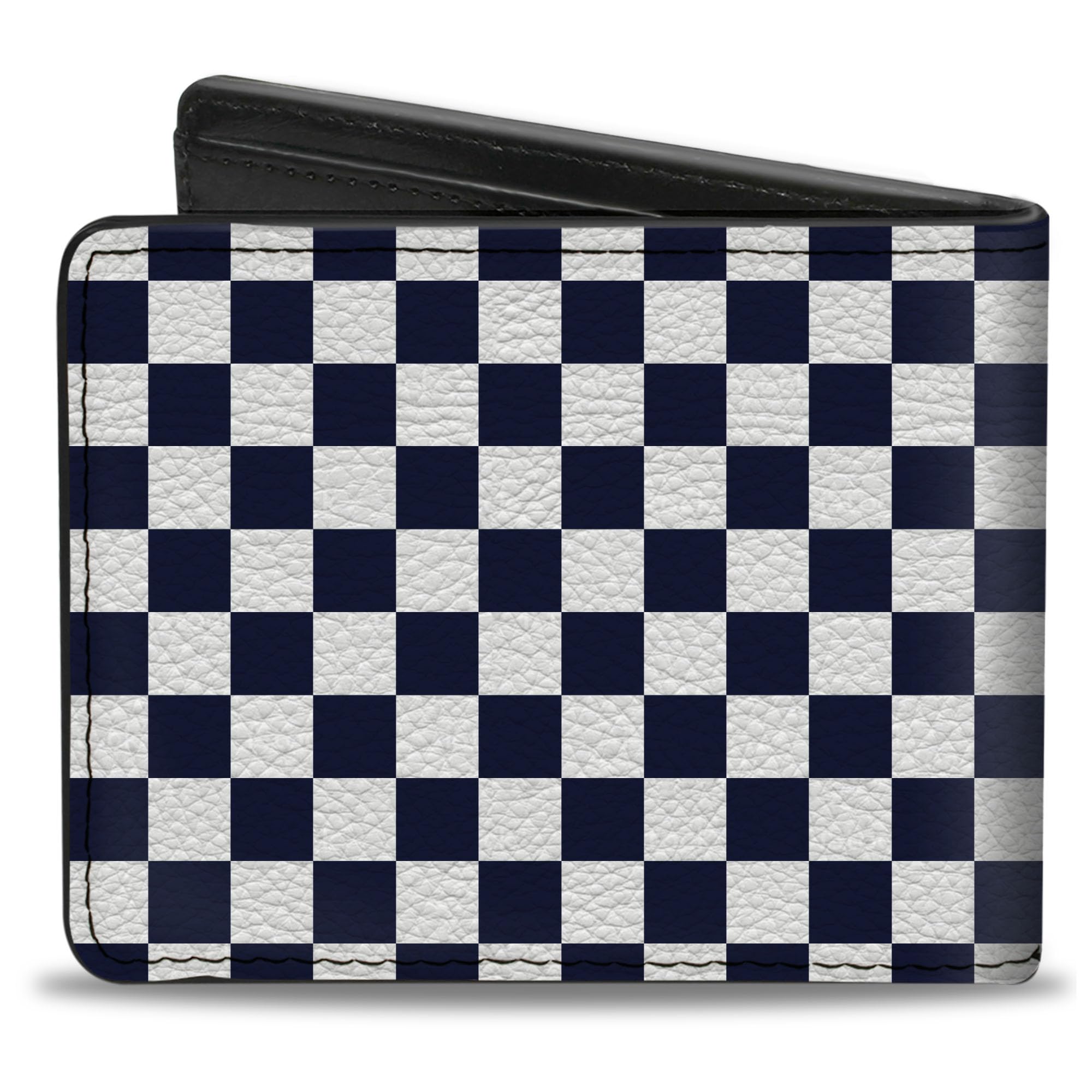 Buckle-Down Men's Wallet, Bifold, Checker Midnight Blue White, Vegan Leather, 4.0