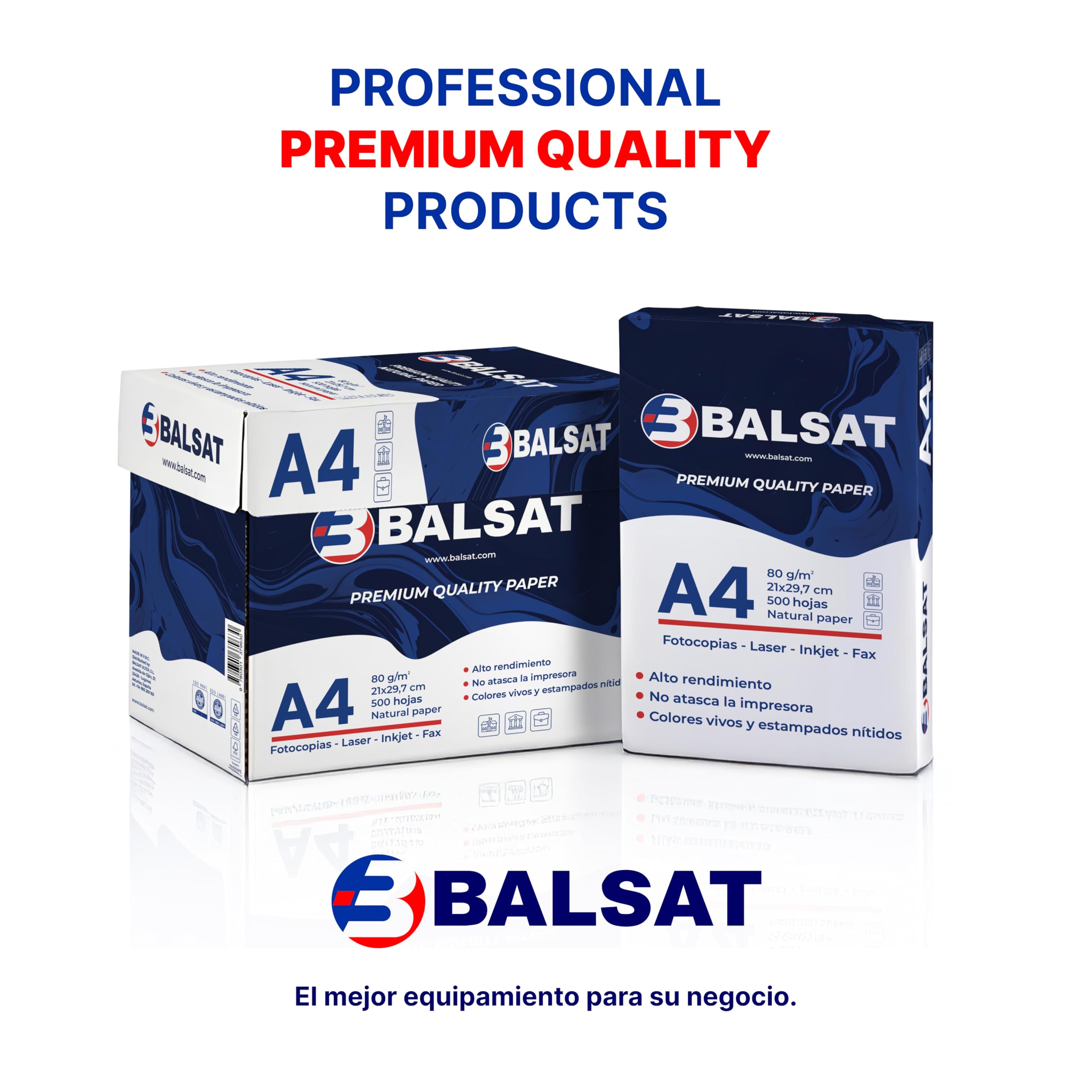 BALSAT Folios DIN A4 80 gramos, 500 hojas, Paquete de 500 Unidades - Papel de Oficina (2500)