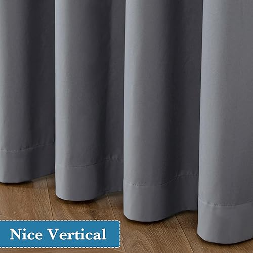 Miniatura 7 de OWENIE Maya - Juego de 2 paneles de cortinas 100% opacas de 72 pulgadas de largo, paneles de puerta grises gruesos completamente negros, cortinas de