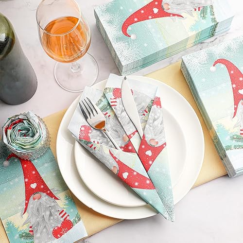 Miniatura 8 de 200 servilletas de Navidad para invitados, gnomos, toalla de mano desechable de Navidad para baño, papel para el hogar, Navidad, invierno,