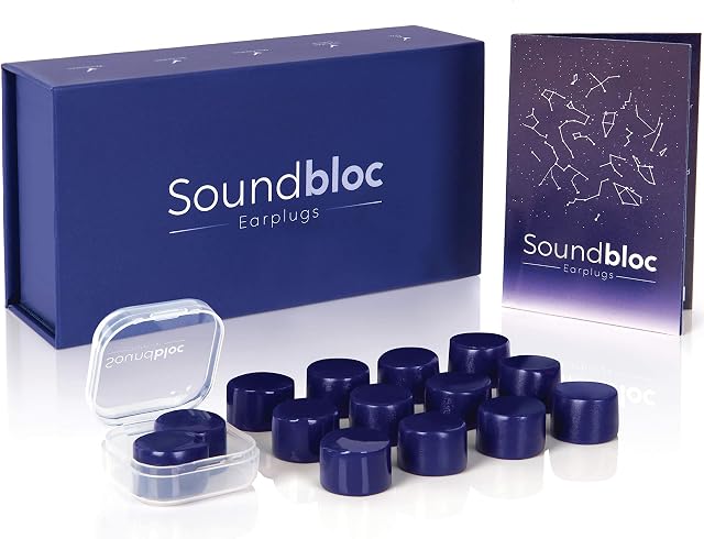Ear Plugs for Sleeping by Soundbloc - 1 Year Supply (6 Pairs) - Custom Fit 27dB Noise Reduction Reusable Soft Silicone Earplugs - The Earplug for Sleep Size M/L