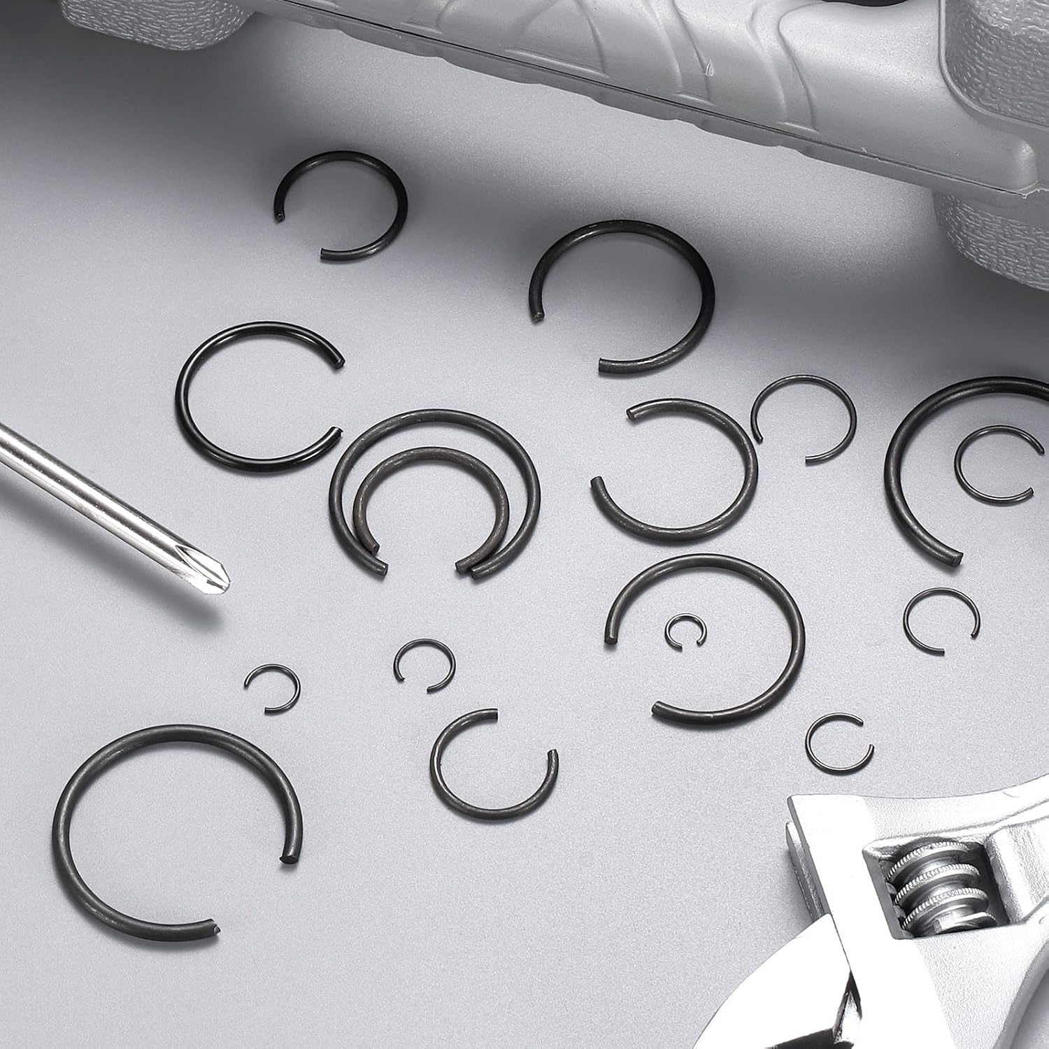 uxcell 80個 ラウンドワイヤーCクリップ、70Mnカーボン構造スチール内部スナップリング、保持リングラウンドワイヤースナップ