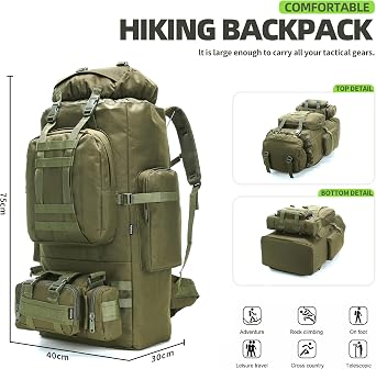 King'sGuard 100L キャンプ ハイキング バックパック MOLLE リュックサック ミリタリー キャンプ バックパッキング デイパック