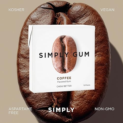 Miniatura 5 de SIMPLY Gum Café, goma de mascar natural sin plástico, paquete de 6 (90 piezas)  Vegano, Kosher, sin OMG, sin aspartamo y sin sorbitol