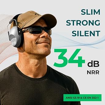 Sho Pro for 34dB Shooting Ear Protection - Specially Designed Earmuffs Lightweight & Maximum Hearing Protection - Standard Size, Gray