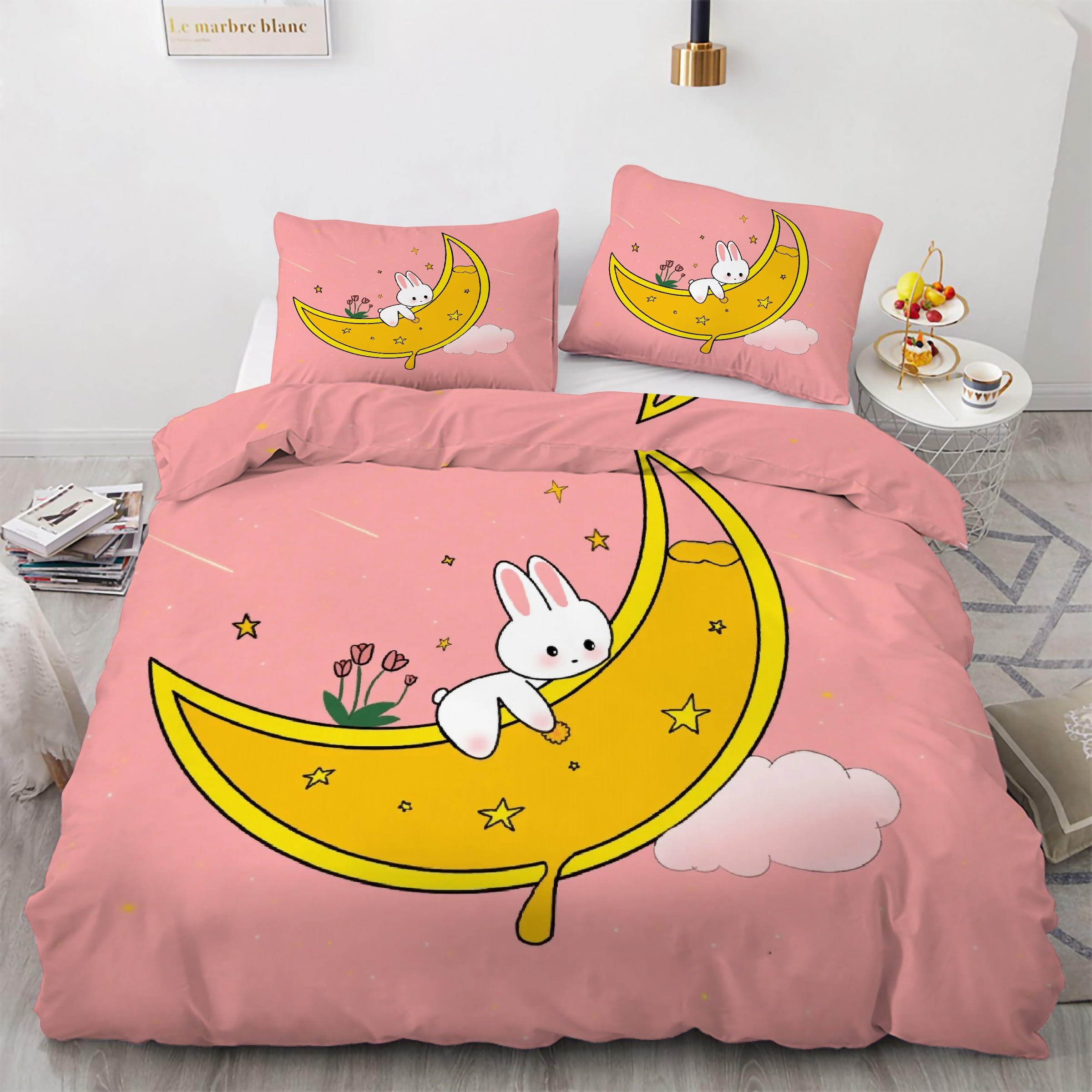 Housse de couette 240 x 260 Lune parure de lit haut confort en microfibre fine