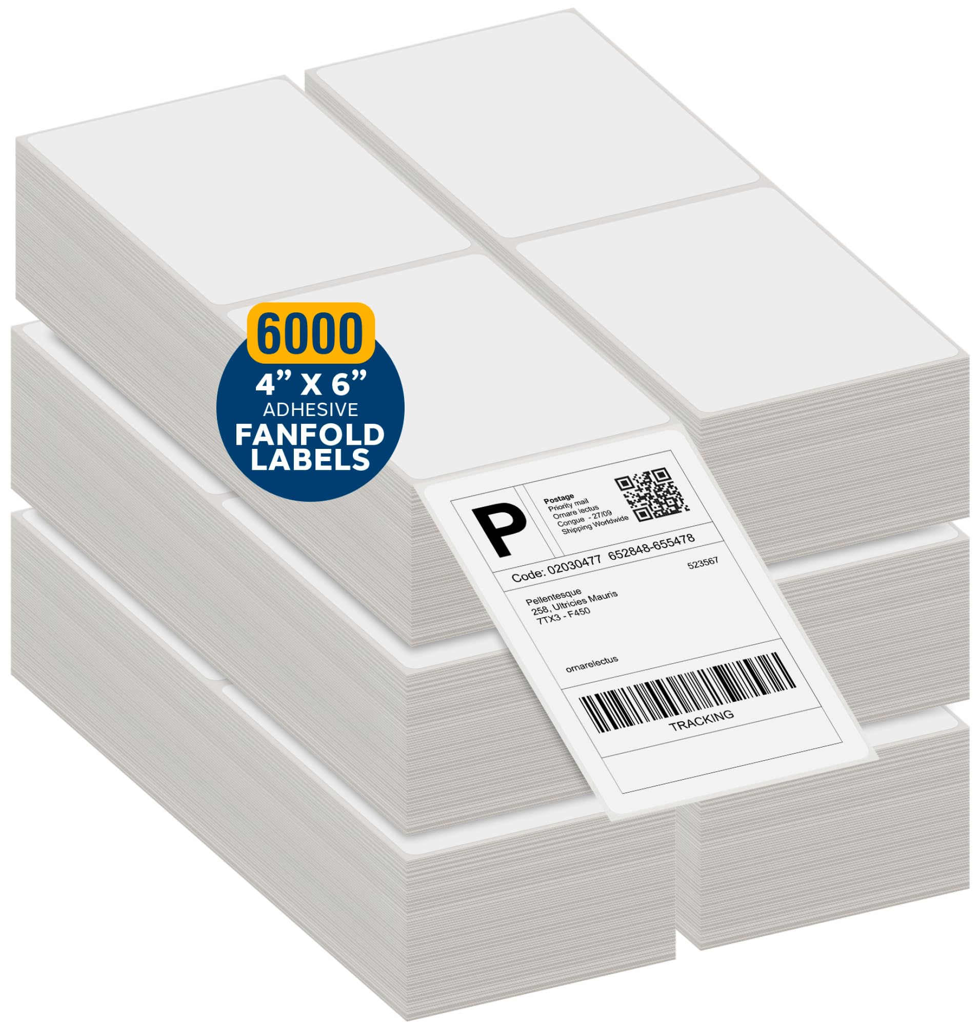 Étiquettes thermiques directes – Étiquettes d'expédition pliées en éventail (6 000) pour USPS, FedEx, UPS