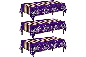 Childom 3Pack Graduation Tablecloth: Purple and Gold Elegance for Your Graduation Party