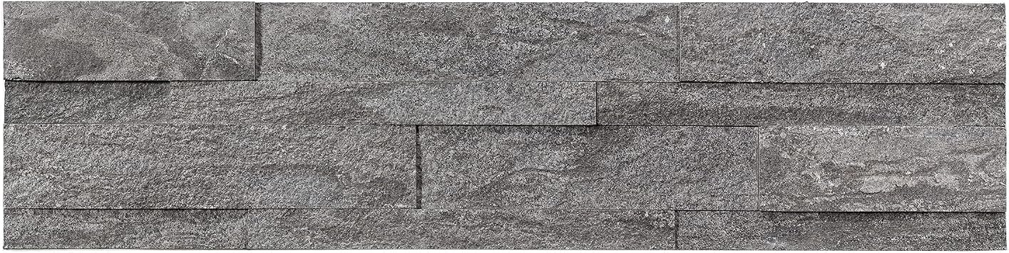 Aspect Peel and Stick Stone Overlay Kitchen Backsplash - Raised Titanium 5.9" x 23.6" x 1/4" Panel