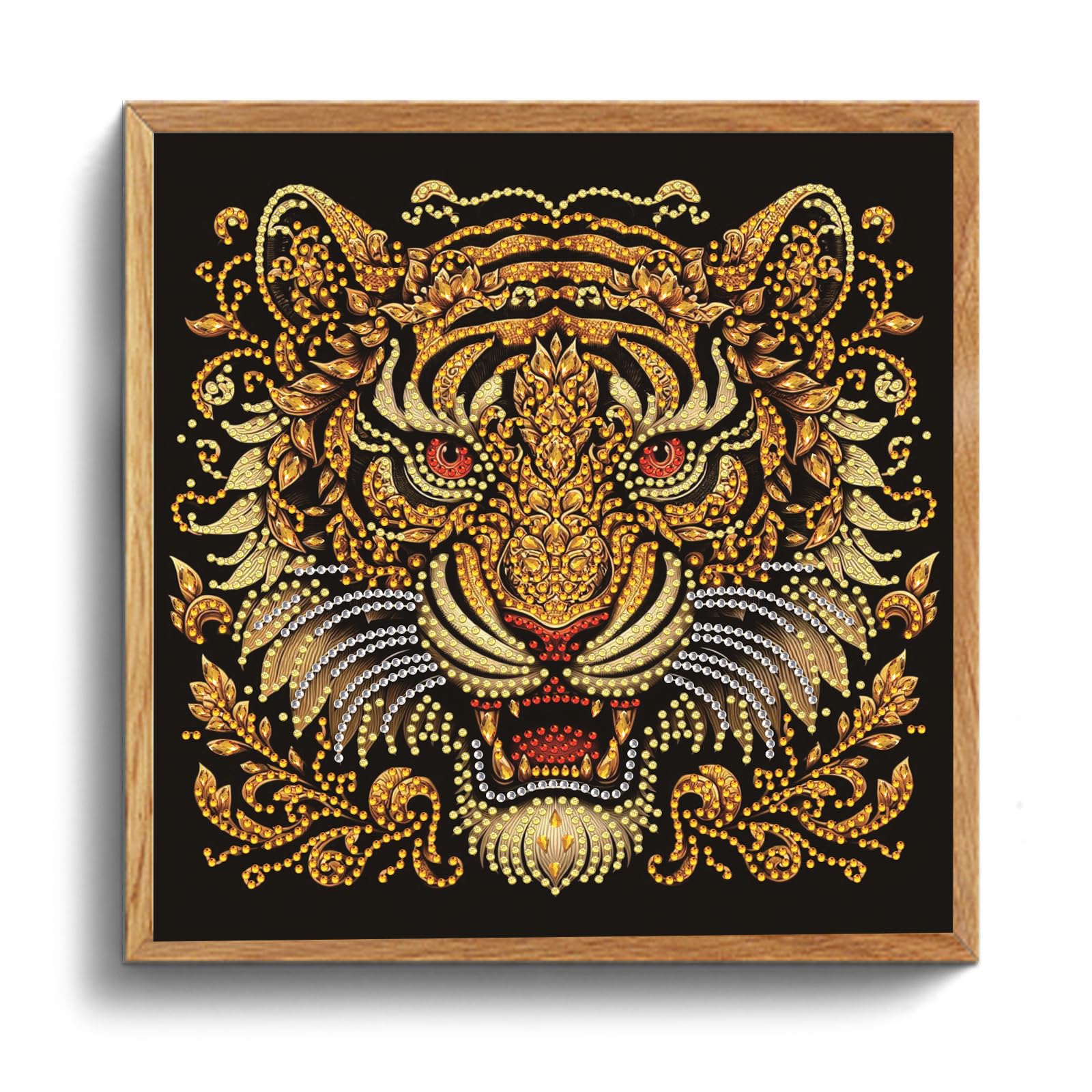 POETRYDRAW Ornate Golden Tiger Face Special Shaped 5D DIY Partial Drill Diamond Art Painting Kits for Adults Beginners Home Decor Diamond Art Gem Art Kits 11.81 X11.81inch (Ornate Golden Tiger Face)