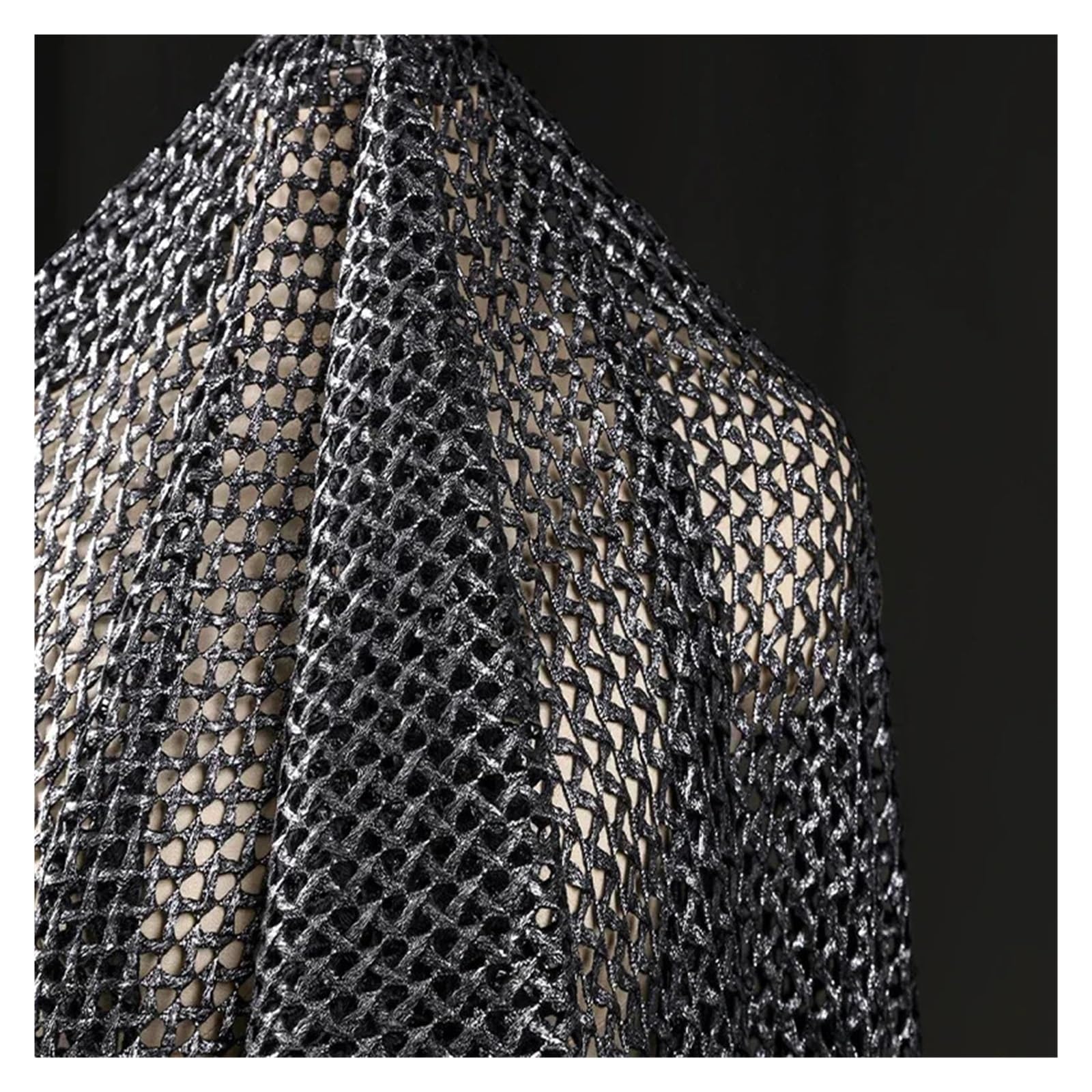 Tela De Malla Tejido de punto malla entretejido con textura 3D | For blusa suéter chal diseñador de ropa de moda(Black-Gold)