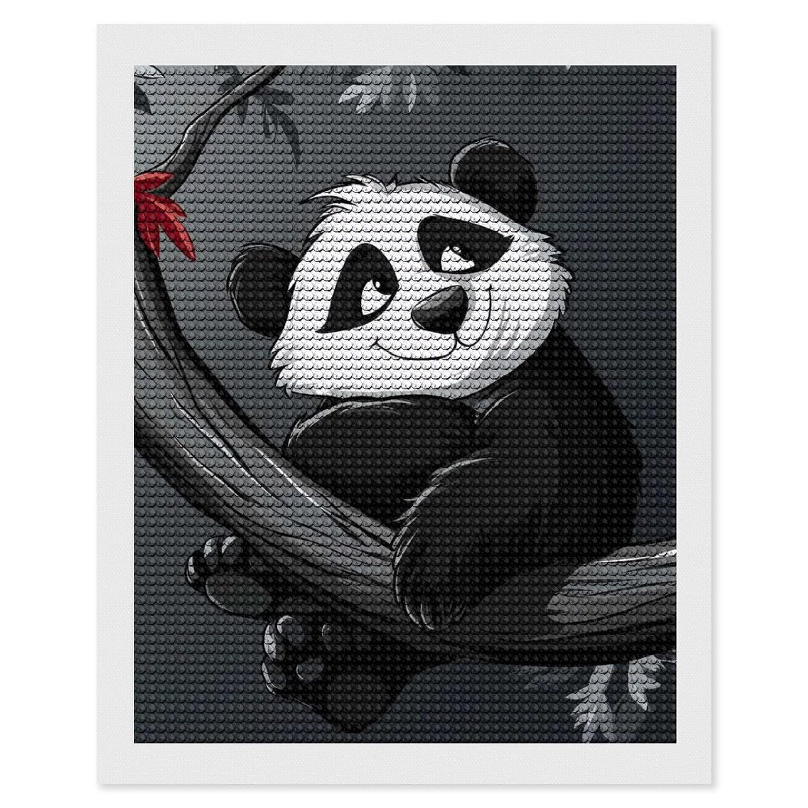 Junmoney Smiling Panda on Branch Diamond Painting Canvas Set 16"x20", Full Kit Included, Calming Craft to Unwind, Farmhouse Decor, Christmas Gift