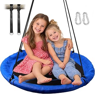 RedSwing 40" Flying Saucer Tree Swing for Kids Outdoor, Large Round Tire Swings for Trees and Swingset, Strong Heavy Duty for Outside Playground, 500LBS Weight Capacity, Blue